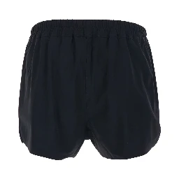 One-Piece Swimsuit with Elastic Waist and Drawstring in Black Tech Fabric for Men