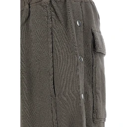 Gray Shorts with Elastic Waist and Side Buttons