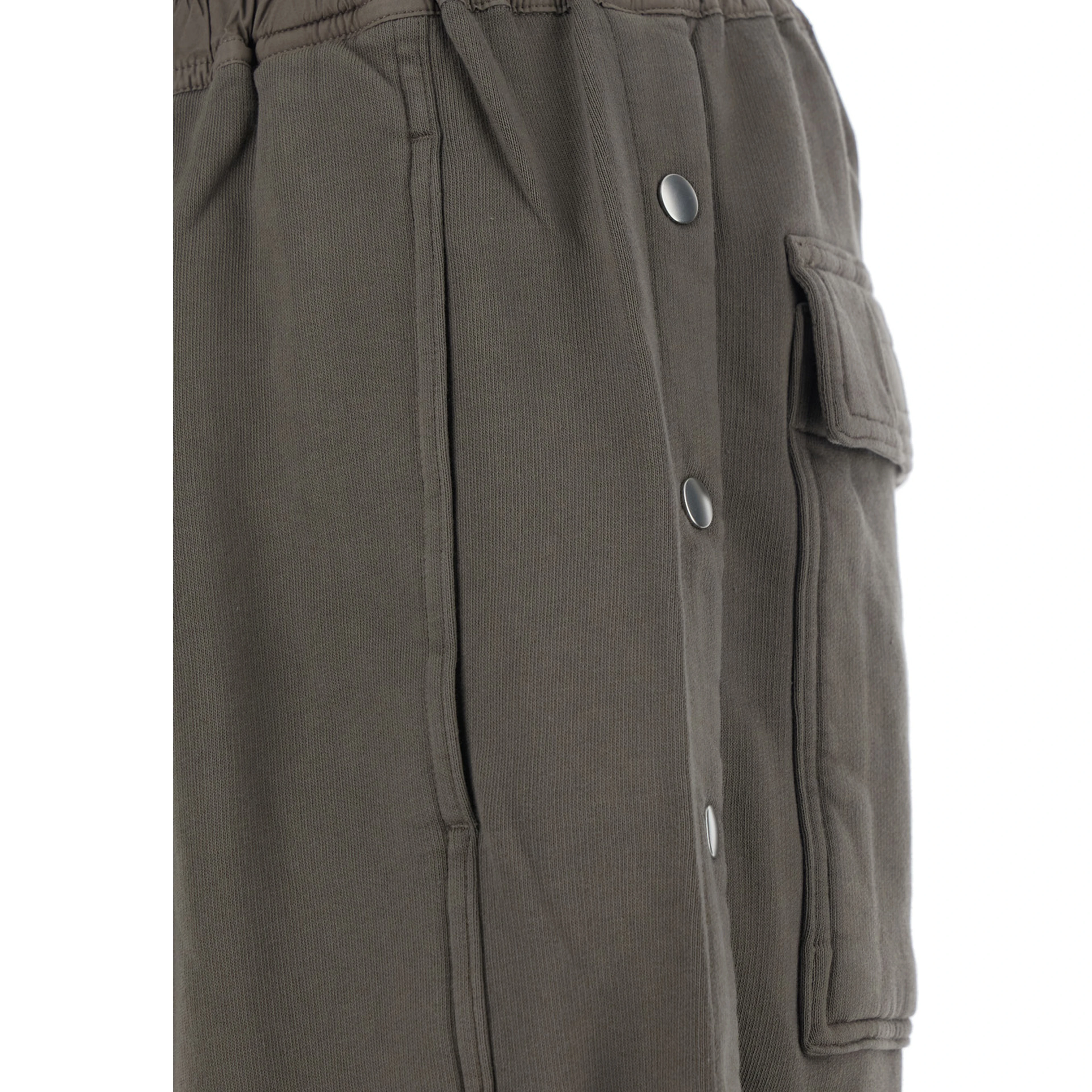 Gray Shorts with Elastic Waist and Side Buttons