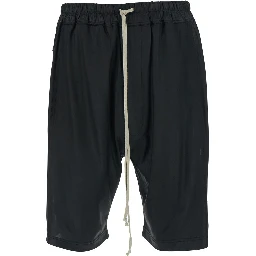 Black Shorts with Elasticated Waist and Drawstring in Tech Fabric for Men