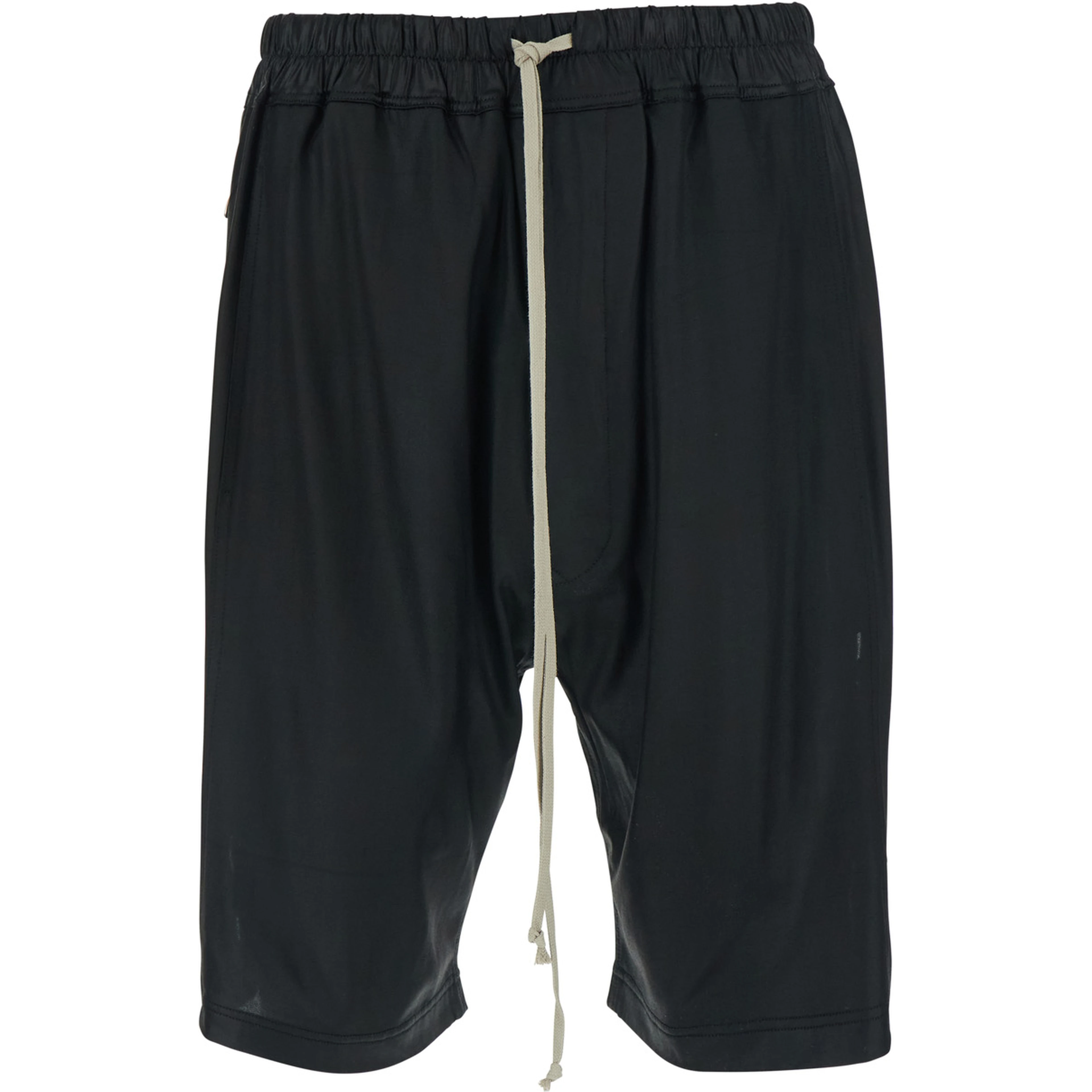 Black Shorts with Elasticated Waist and Drawstring in Tech Fabric for Men
