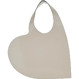 Shoulder Bag Heart with Logo Print in Beige Leather for Women
