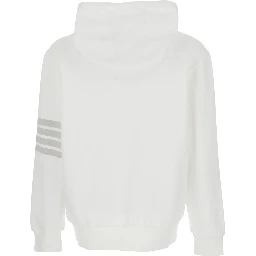 Hooded Sweatshirt with Drawstring and 4Bar Logo on the Sleeve in White Cotton for Men