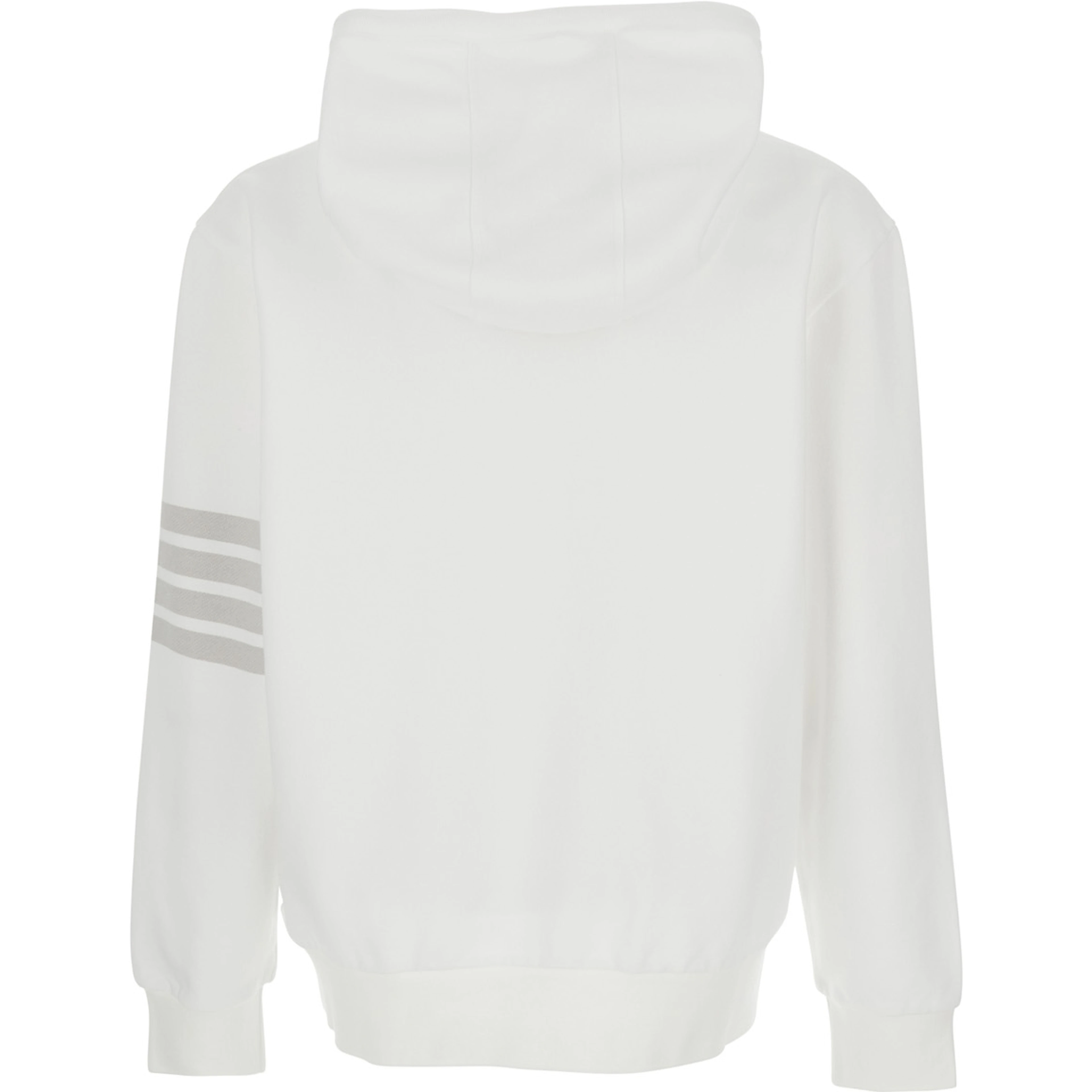 Hooded Sweatshirt with Drawstring and 4Bar Logo on the Sleeve in White Cotton for Men