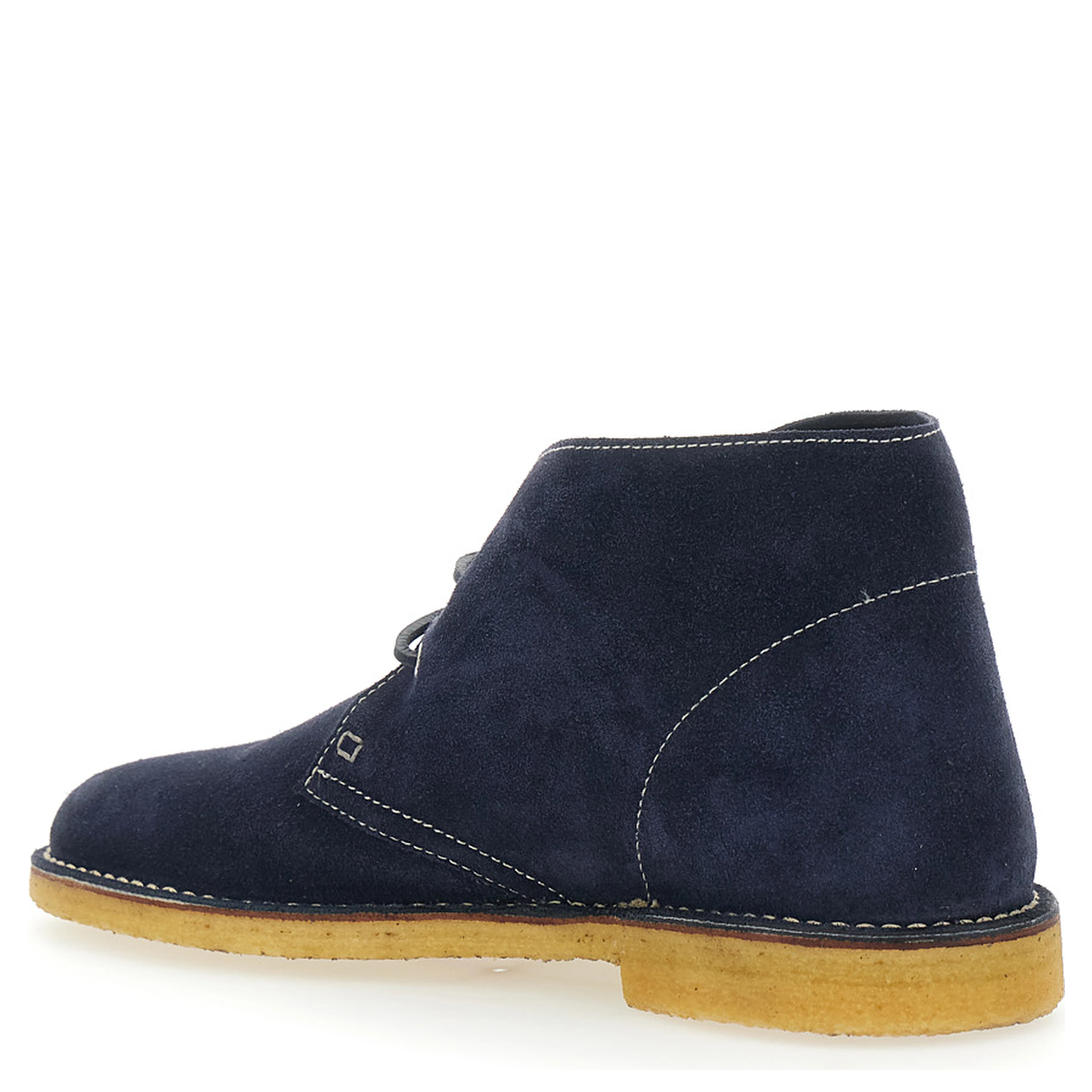 Blue Lace-Up with Logo Patch on the Side and Contrast Stitching in Suede for Men