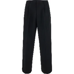 DOUBLE PLEATED WIDE SLACKS with high waist, Tech Fabric, black, unisex