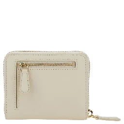 Wallet The Slim Compact Wallet with Logo Lettering on the Front in White Leather for Women