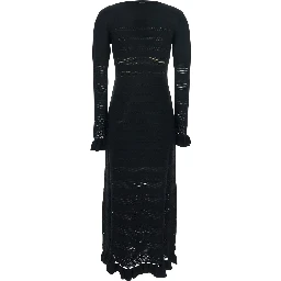 Long Dress with Ruffles and Perforated Design