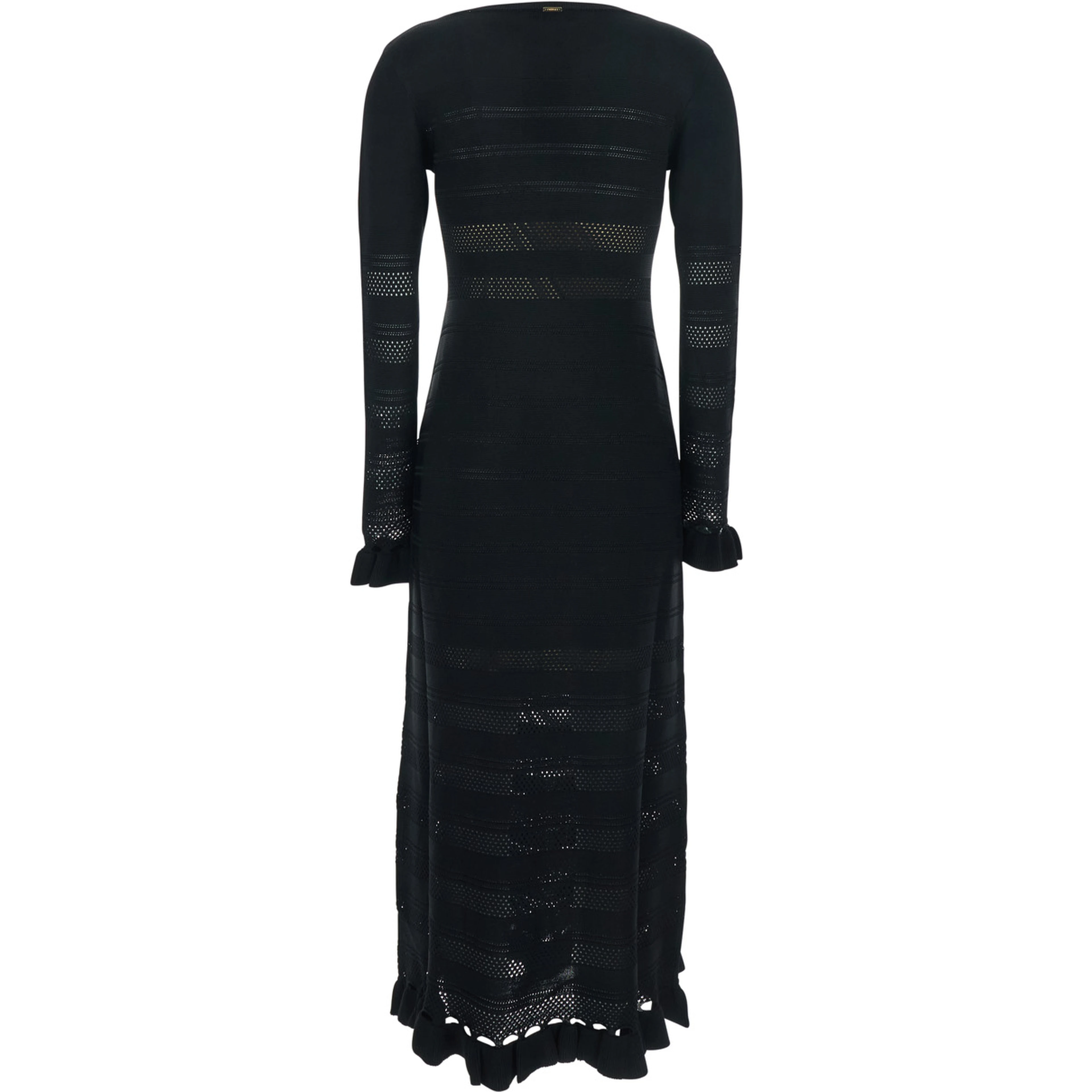 Long Dress with Ruffles and Perforated Design