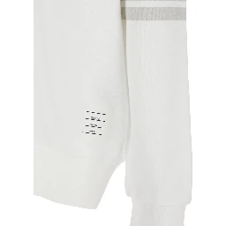 Hooded Sweatshirt with Drawstring and 4Bar Logo on the Sleeve in White Cotton for Men
