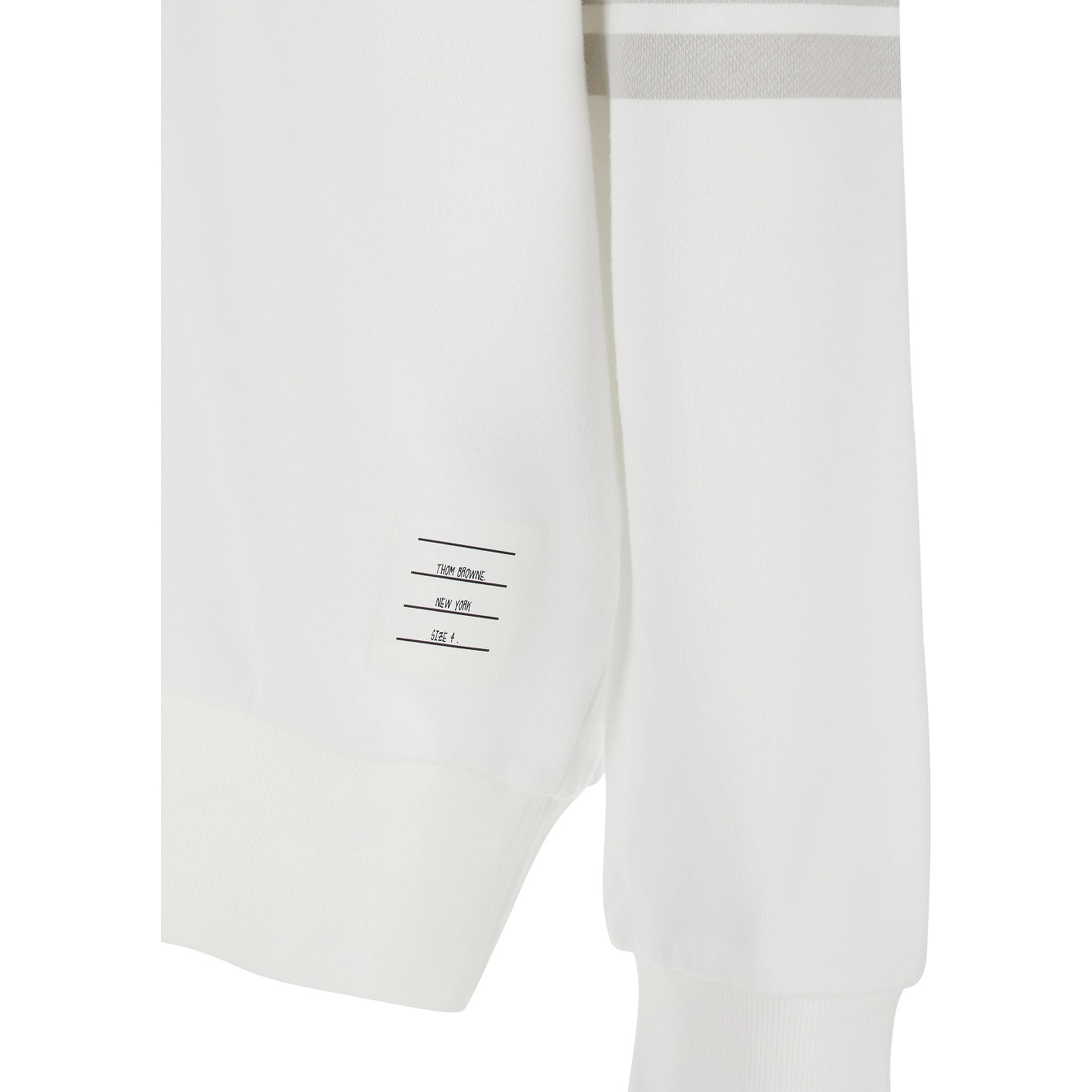 Hooded Sweatshirt with Drawstring and 4Bar Logo on the Sleeve in White Cotton for Men