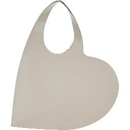 Shoulder Bag Heart with Logo Print in Beige Leather for Women