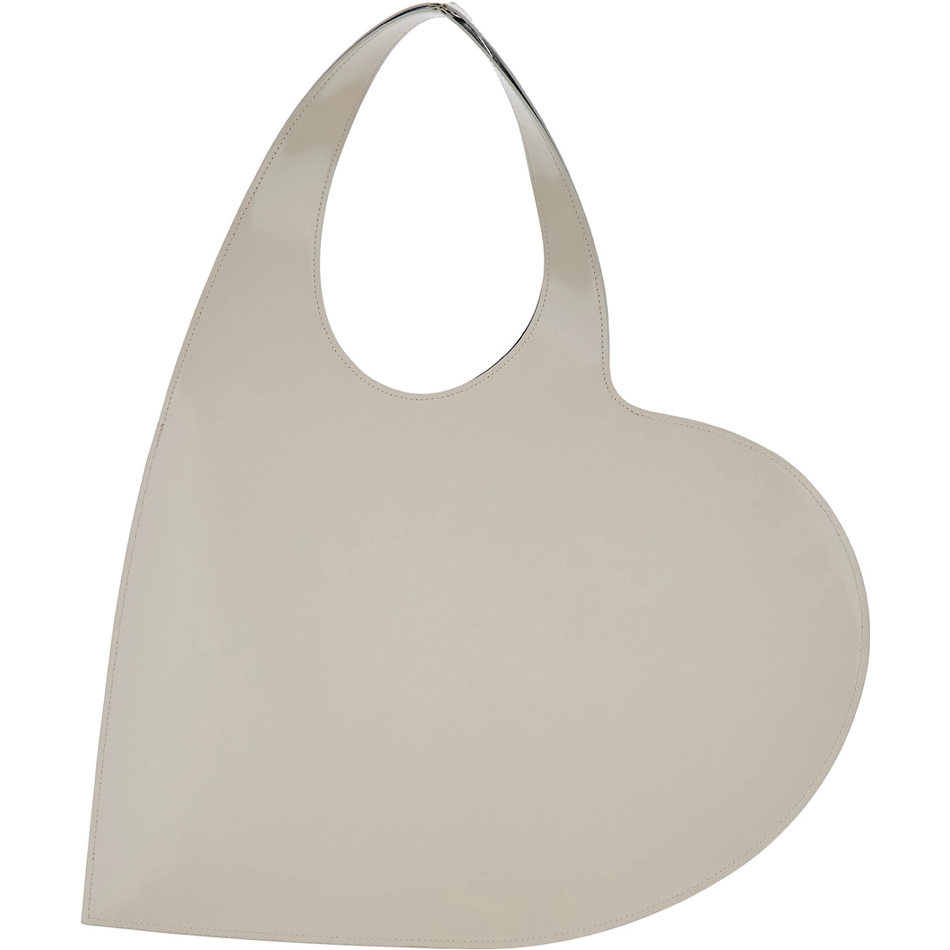 Shoulder Bag Heart with Logo Print in Beige Leather for Women