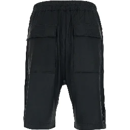 Black Shorts with Elasticated Waist and Drawstring in Tech Fabric for Men