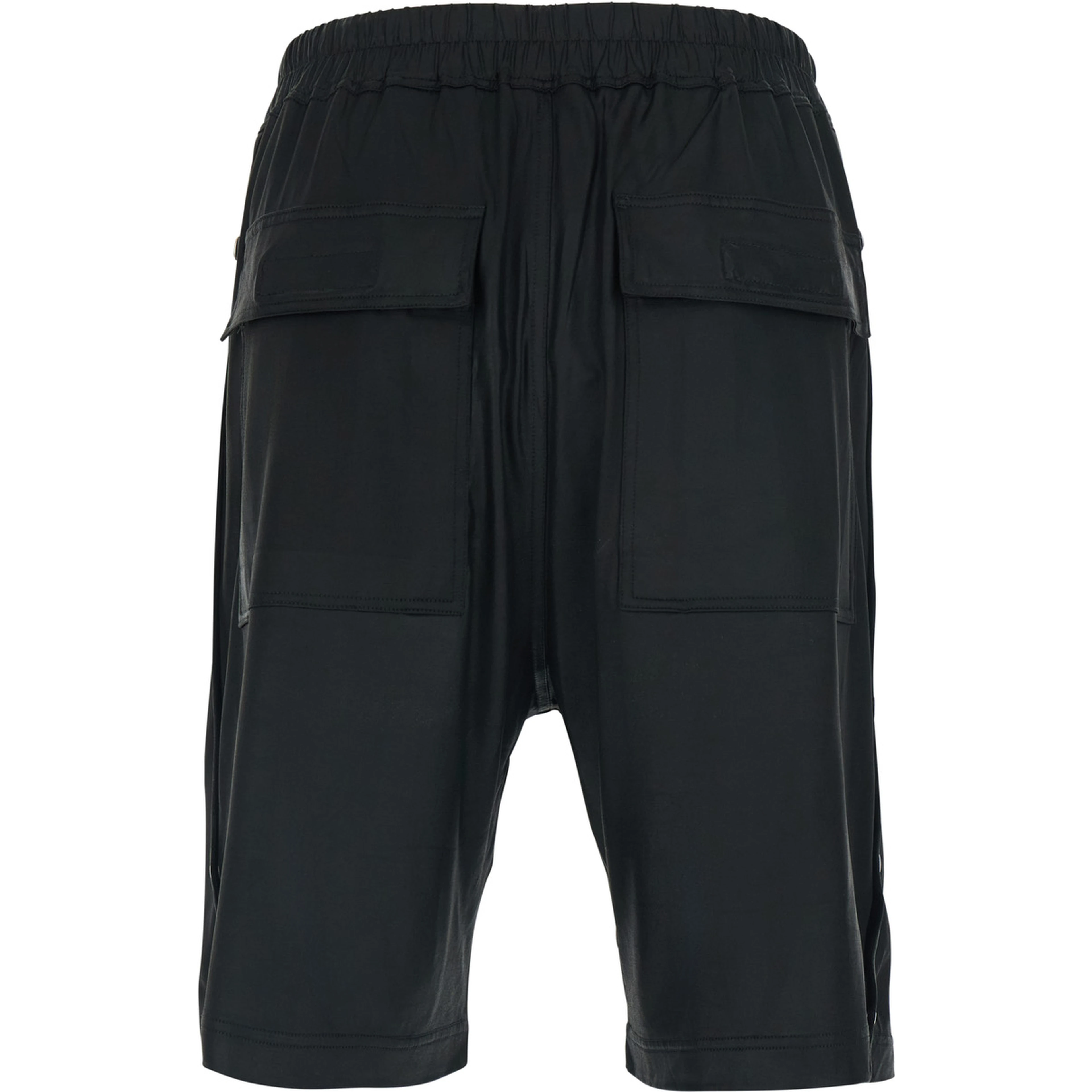 Black Shorts with Elasticated Waist and Drawstring in Tech Fabric for Men