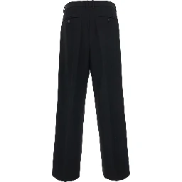 DOUBLE PLEATED WIDE SLACKS with high waist, Tech Fabric, black, unisex