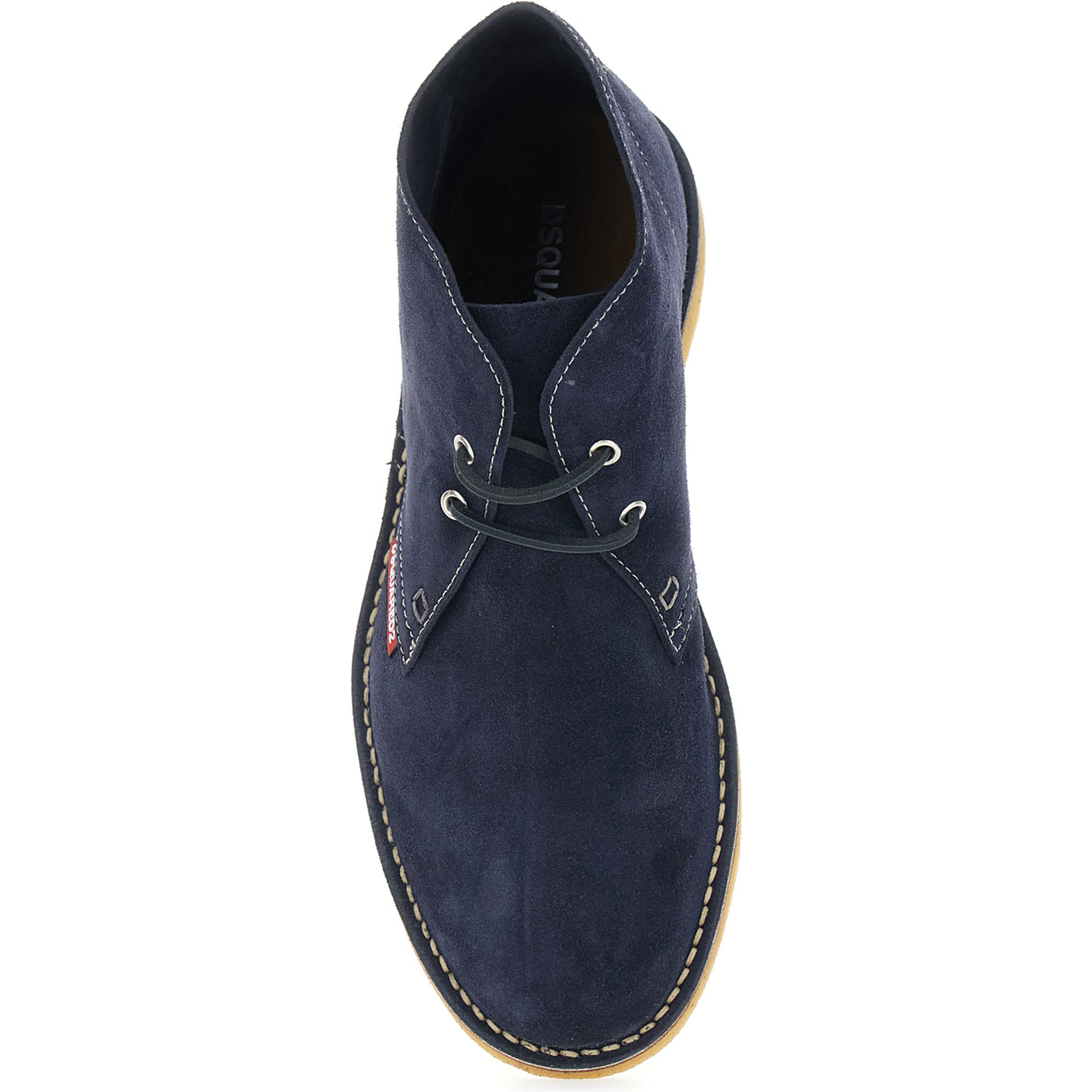 Blue Lace-Up with Logo Patch on the Side and Contrast Stitching in Suede for Men