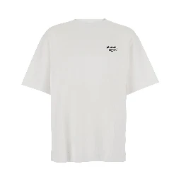 White Oversized T-Shirt with Logo Lettering on Front and Back in Cotton for Men
