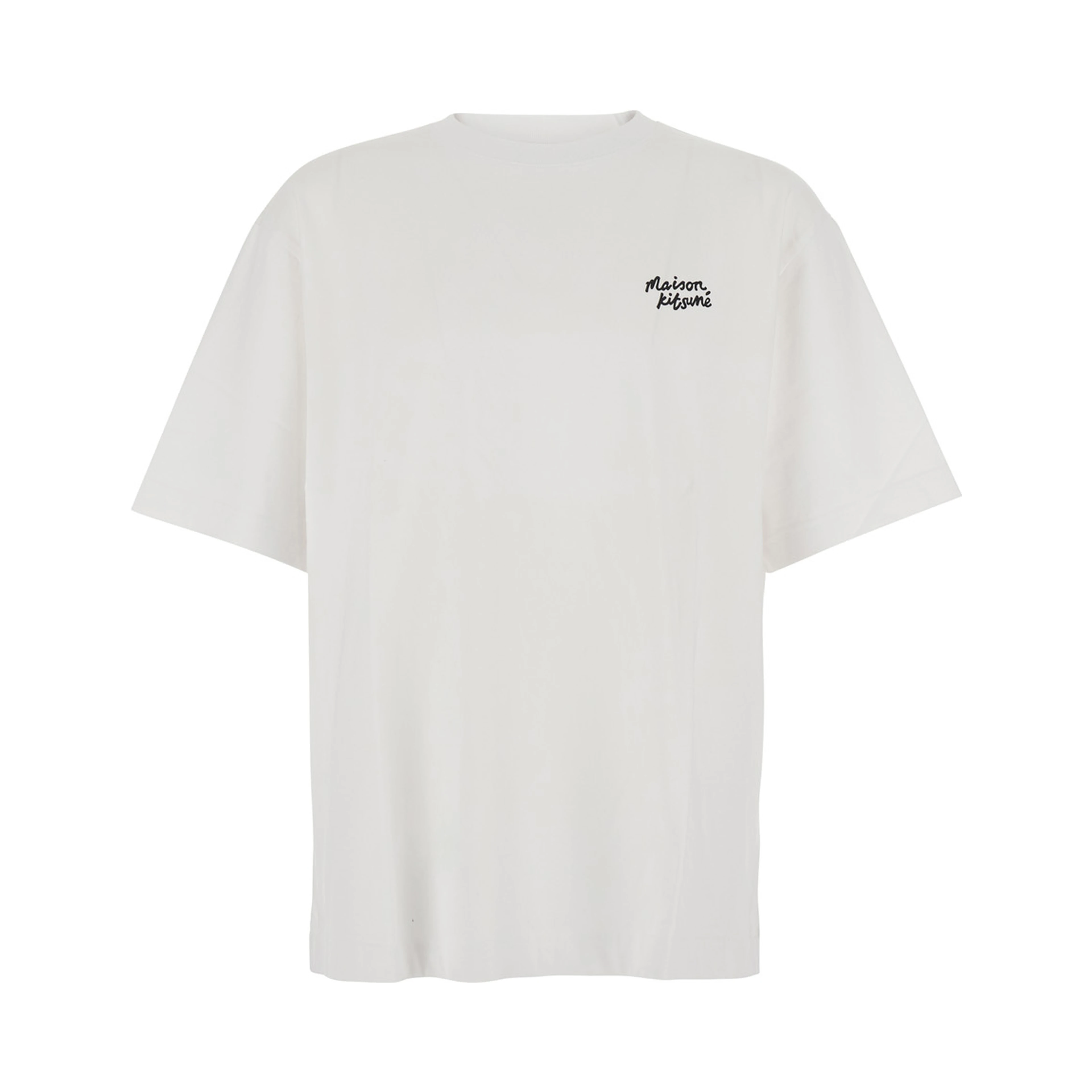 White Oversized T-Shirt with Logo Lettering on Front and Back in Cotton for Men