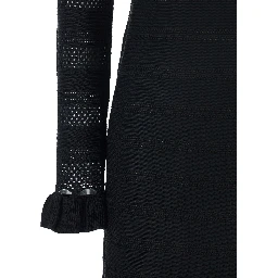 Long Dress with Ruffles and Perforated Design