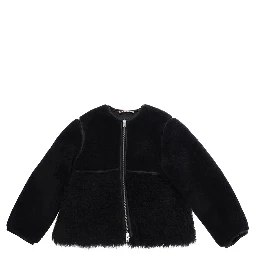 Shearling with long sleeves and front closure in black Tech Fabric for boy