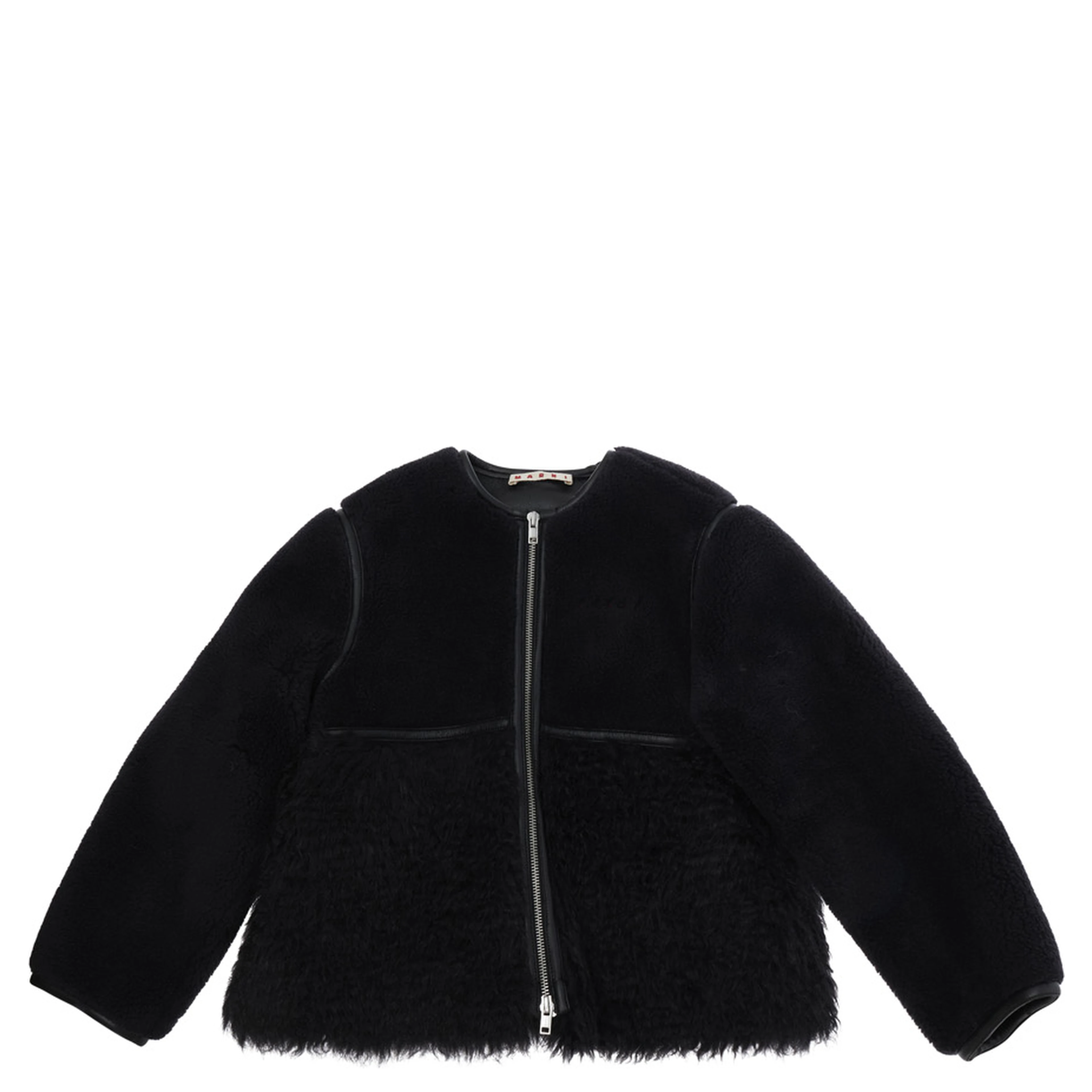 Shearling with long sleeves and front closure in black Tech Fabric for boy