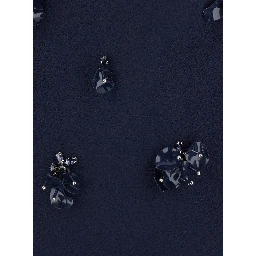Claudia Blue Sleeveless Long Dress with All-Over Applique Embellishments in Tech Fabric for Women