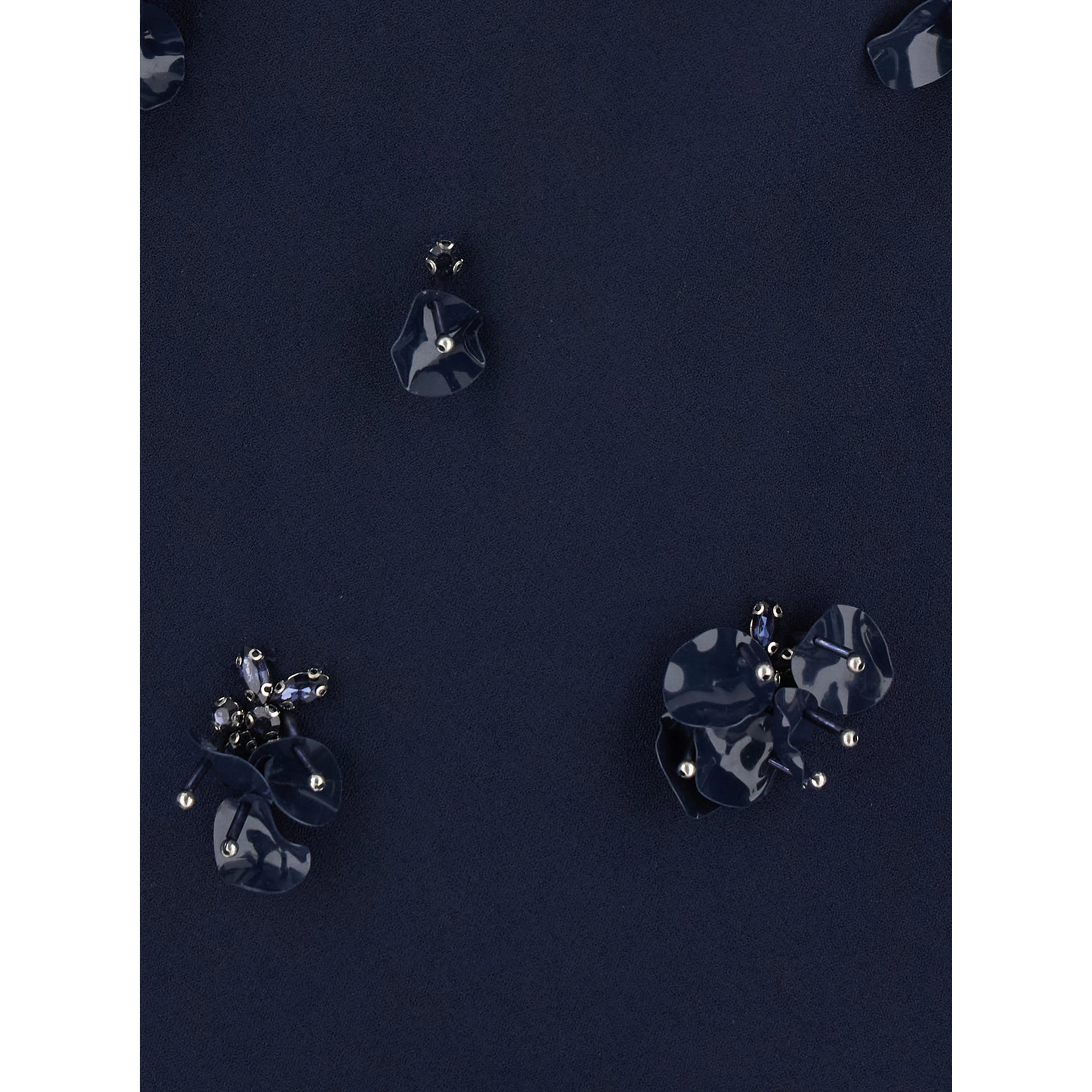 Claudia Blue Sleeveless Long Dress with All-Over Applique Embellishments in Tech Fabric for Women