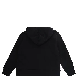 Black Hoodie with fixed hood and maxi logo on the front in cotton boy