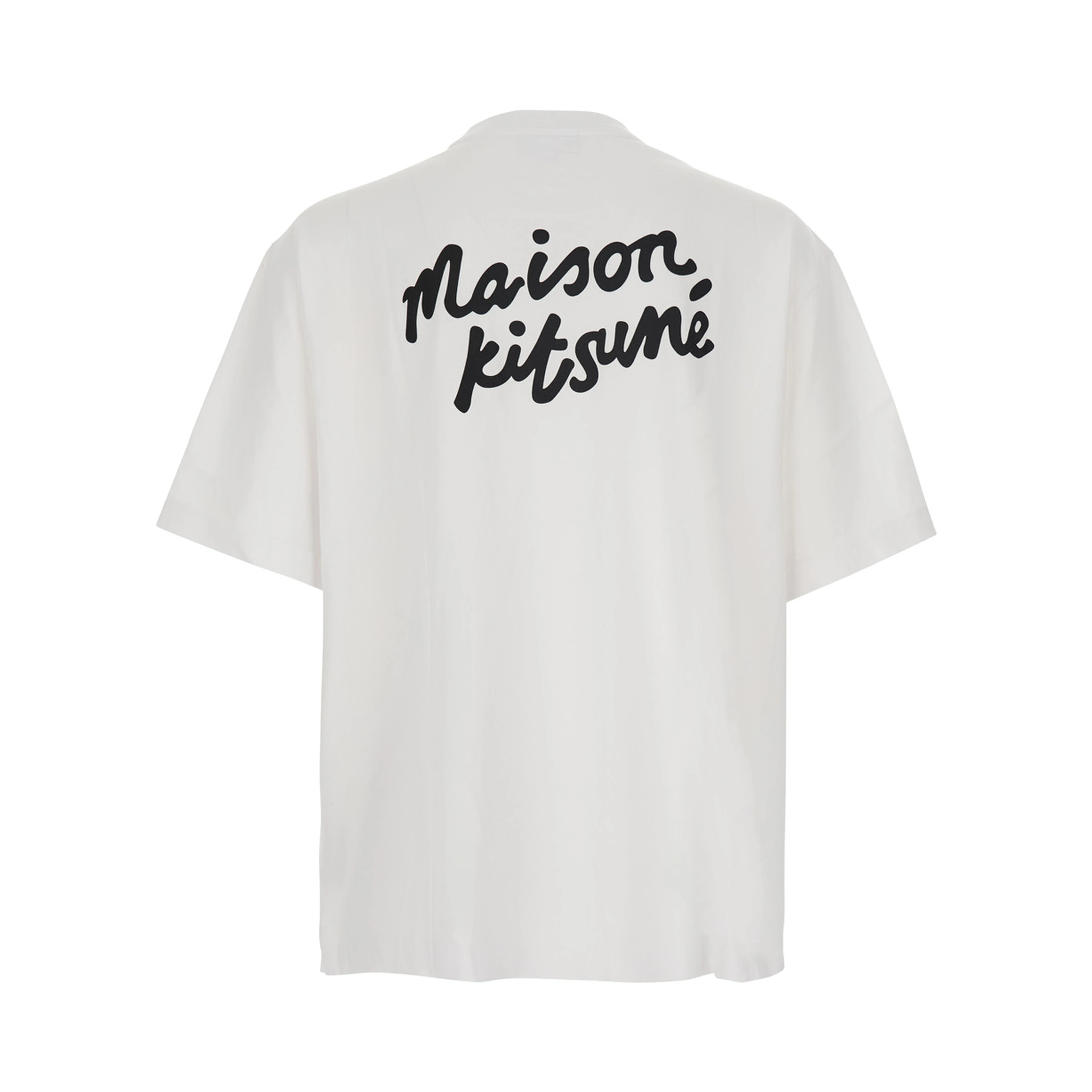 White Oversized T-Shirt with Logo Lettering on Front and Back in Cotton for Men