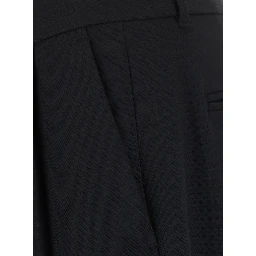 DOUBLE PLEATED WIDE SLACKS with high waist, Tech Fabric, black, unisex