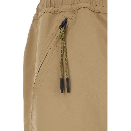 Beige Technical Fabric Bermuda Shorts with Elastic Waist and Logo Patch on the Back for Men