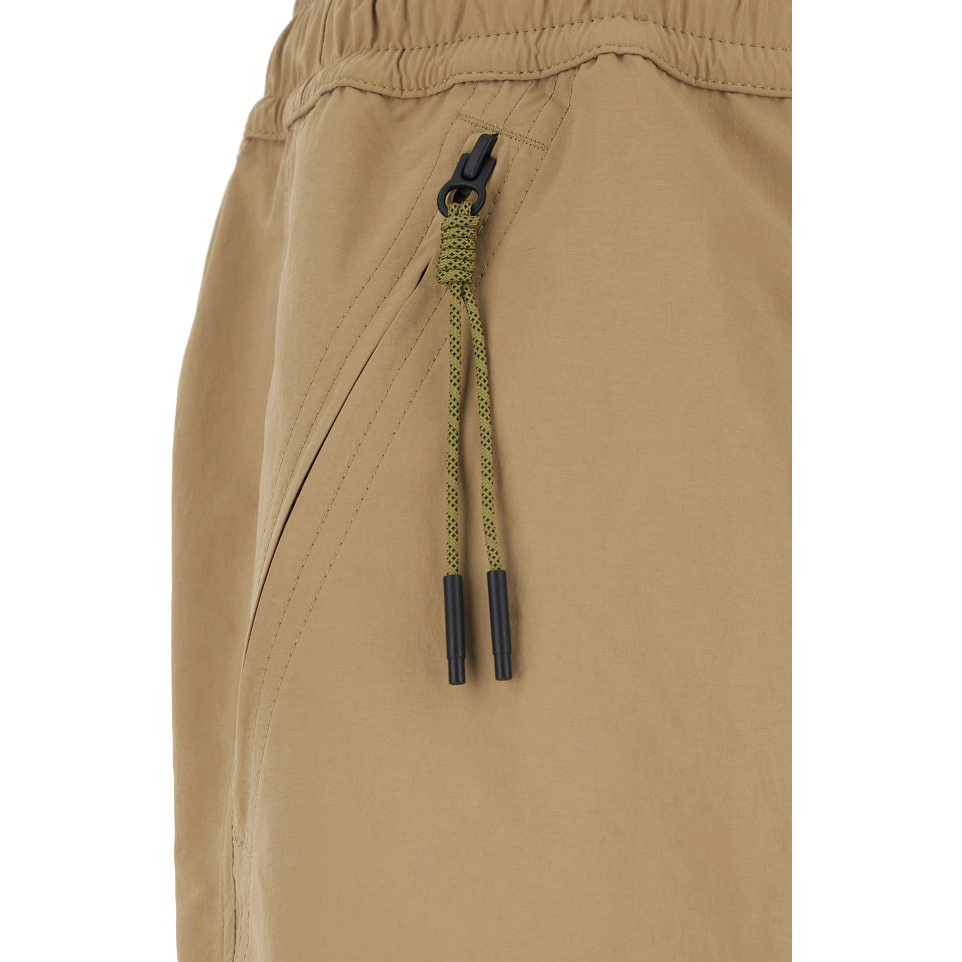 Beige Technical Fabric Bermuda Shorts with Elastic Waist and Logo Patch on the Back for Men