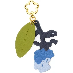 Multicolor Key ring with logo plaque and charm in tech fabric girl
