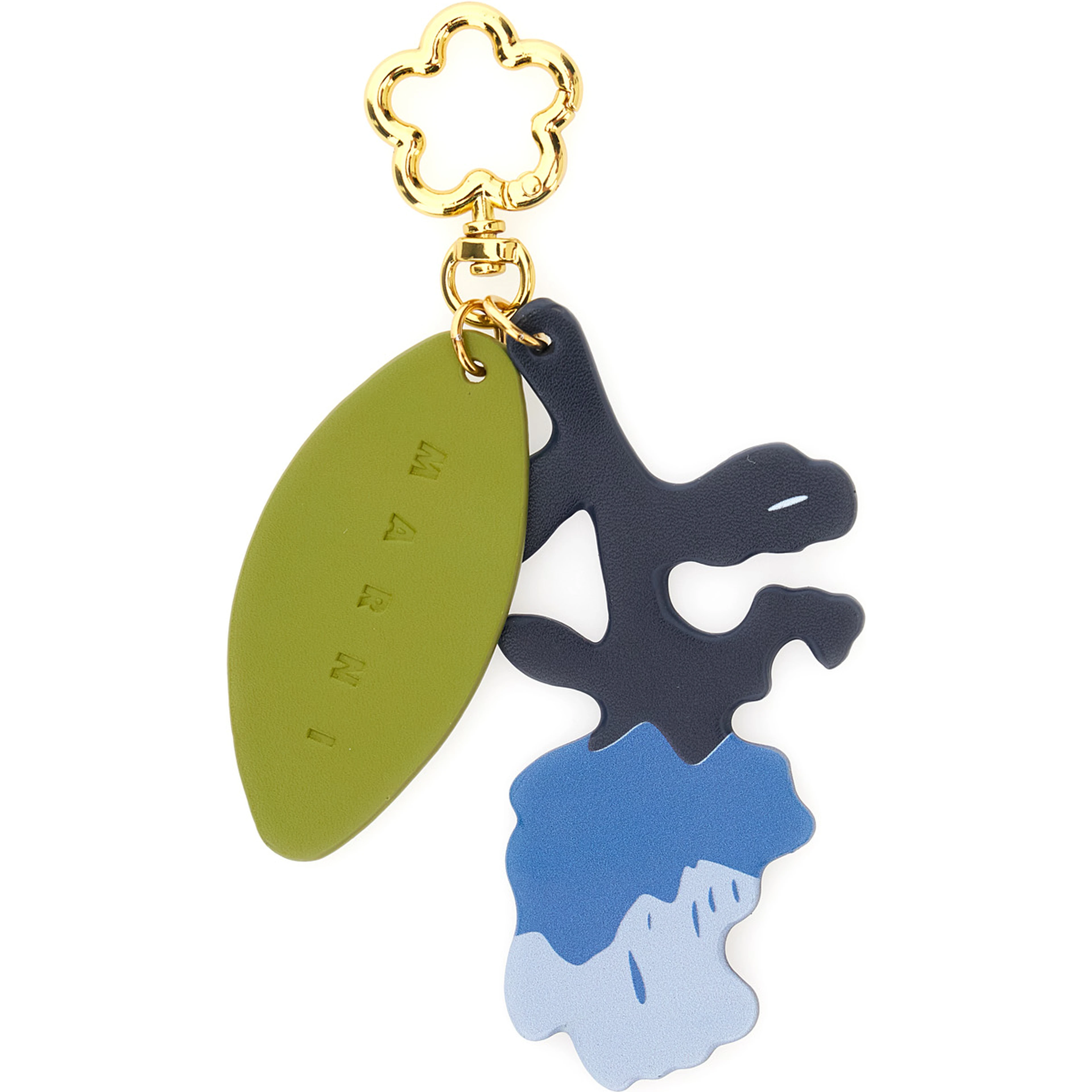 Multicolor Key ring with logo plaque and charm in tech fabric girl