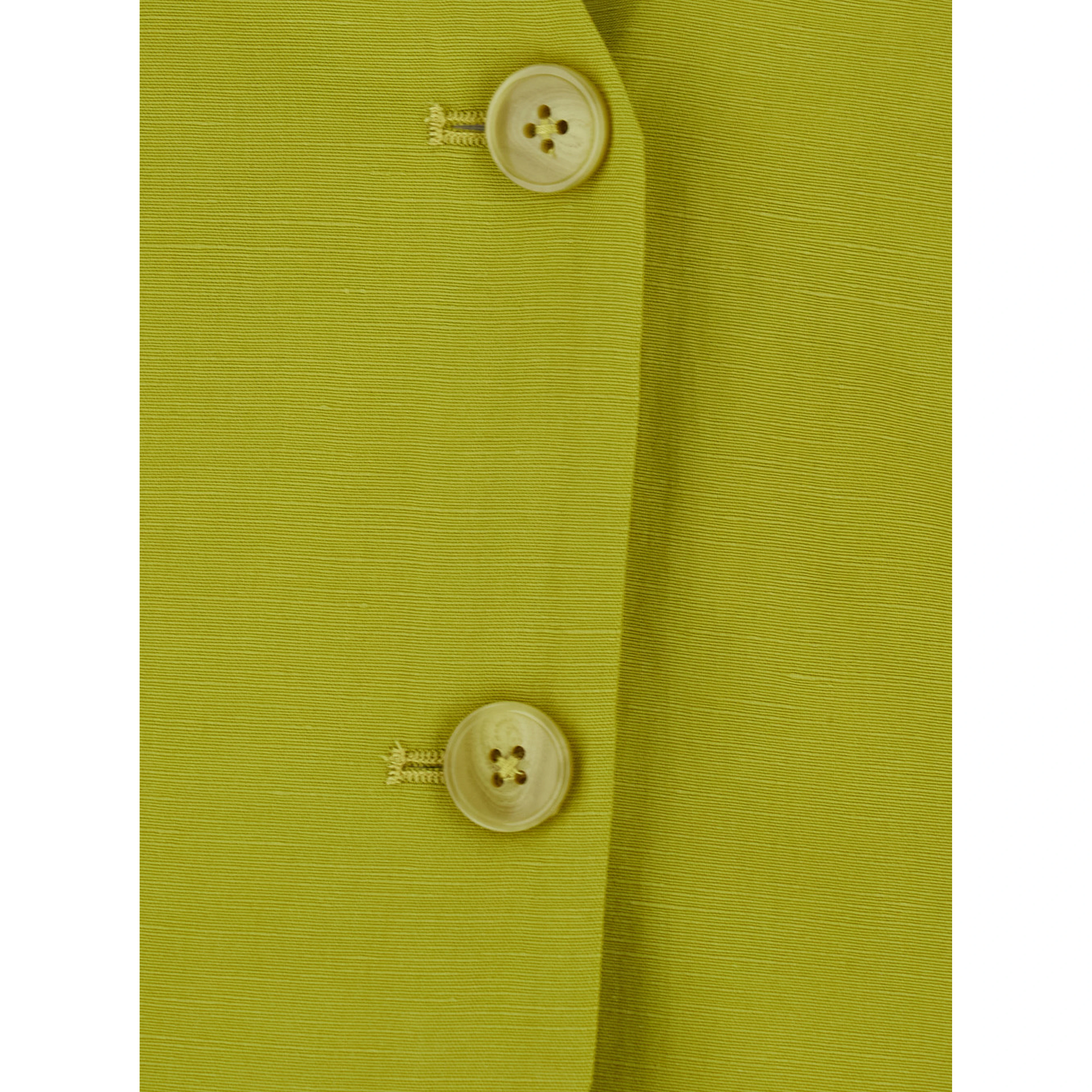 Yellow Vest with V-Neck and Drawstring Closure on Neck and Back in Blend Linen for women