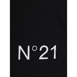 Black Hoodie with fixed hood and maxi logo on the front in cotton boy
