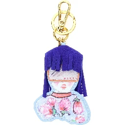 Multicolor Keyring with carabiner and hanging charm in Tech Fabric for girls