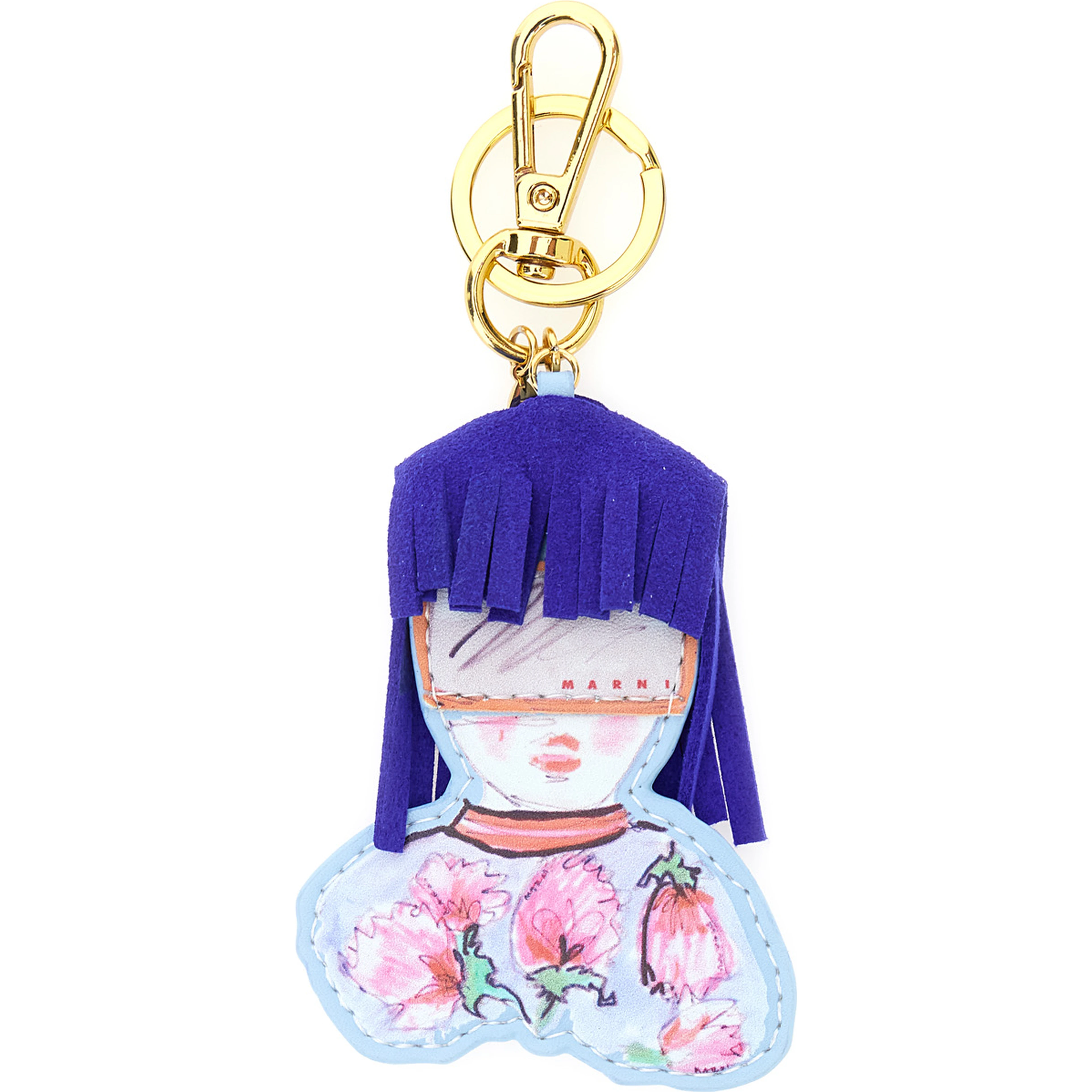 Multicolor Keyring with carabiner and hanging charm in Tech Fabric for girls