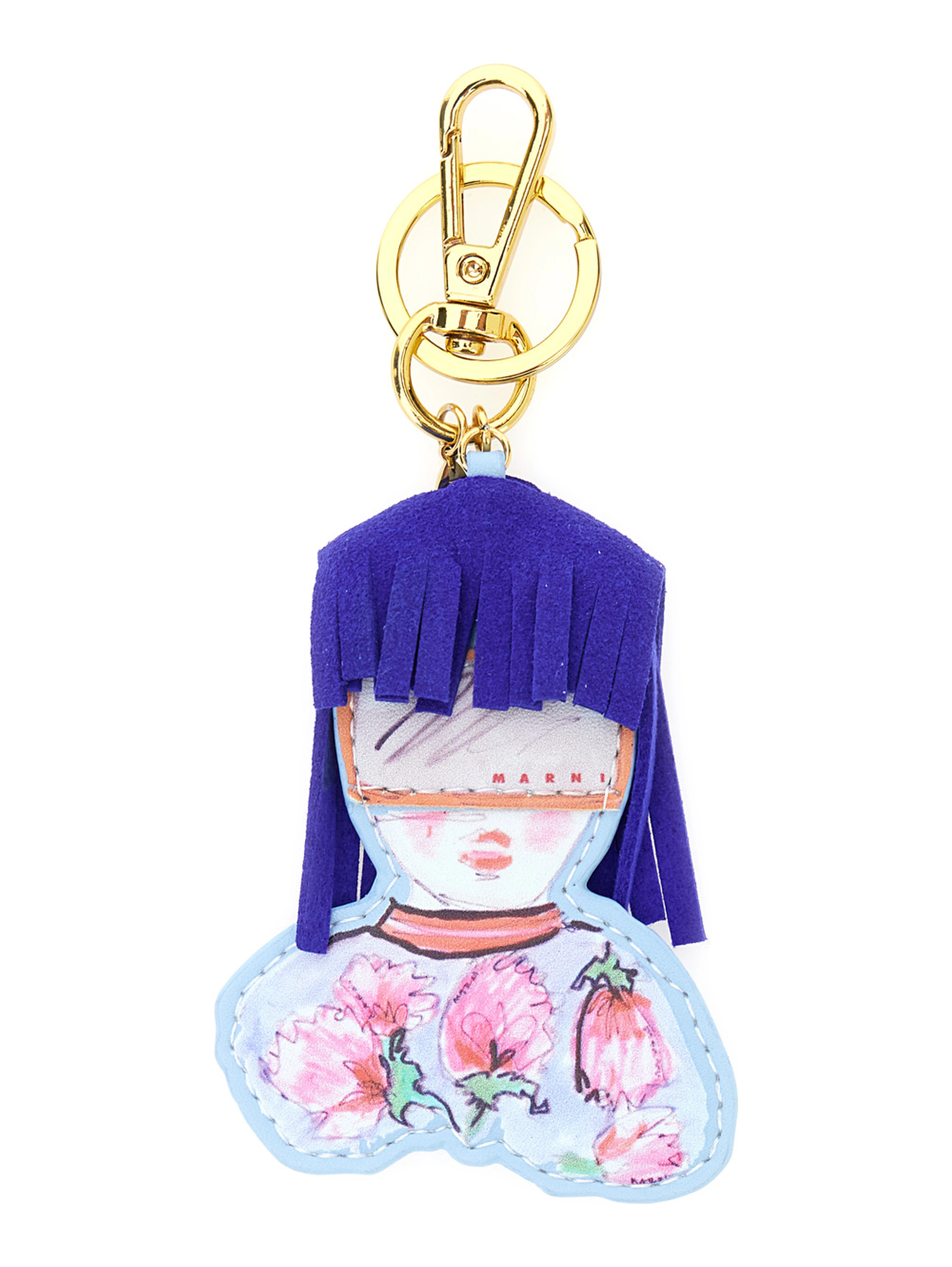 Multicolor Keyring with carabiner and hanging charm in Tech Fabric for girls