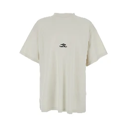 White Cotton T-shirt for Men with Front Logo and Maxi Logo on the Back