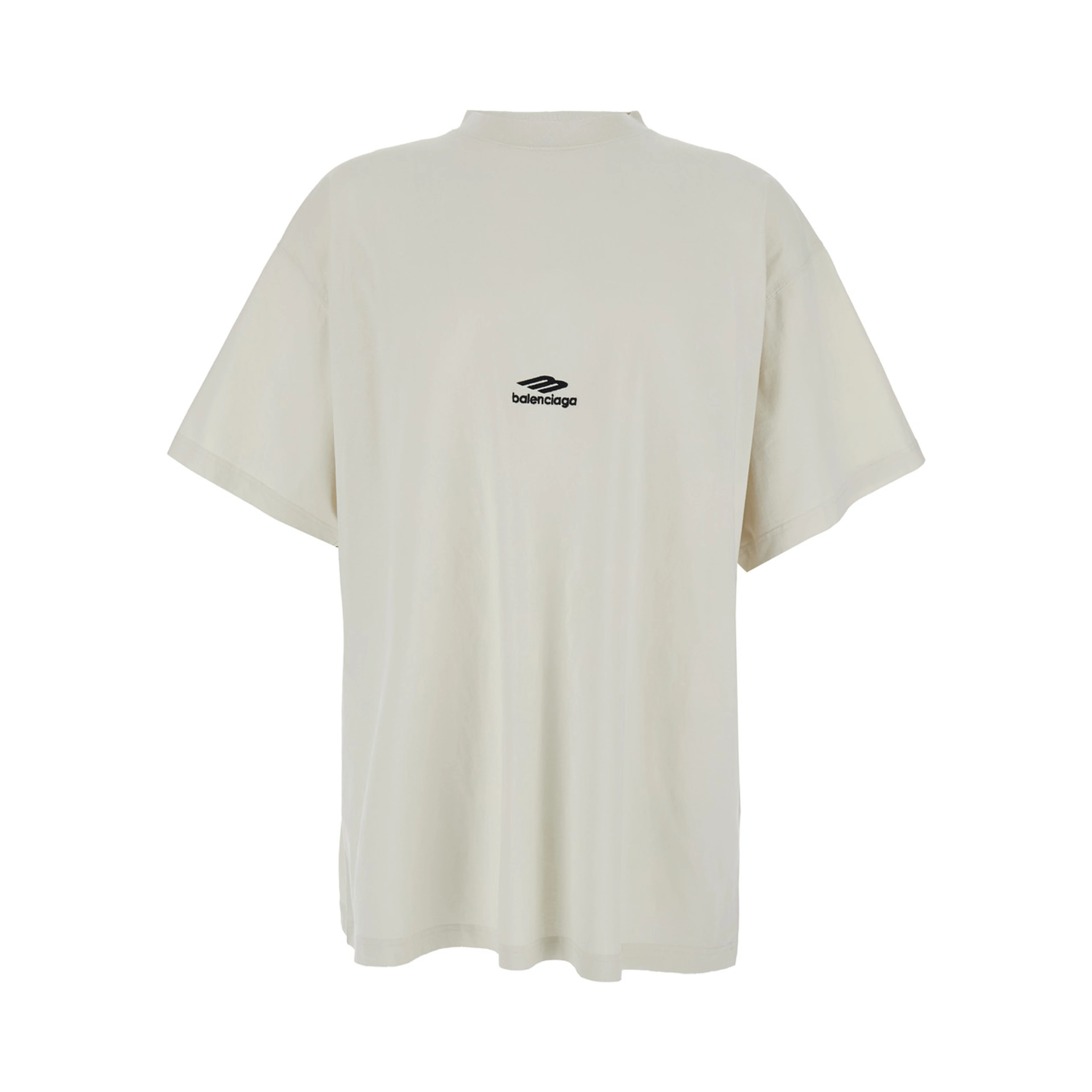 White Cotton T-shirt for Men with Front Logo and Maxi Logo on the Back
