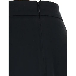 High-Waisted Pants with Zip Closure and Logo Plate on the Back
