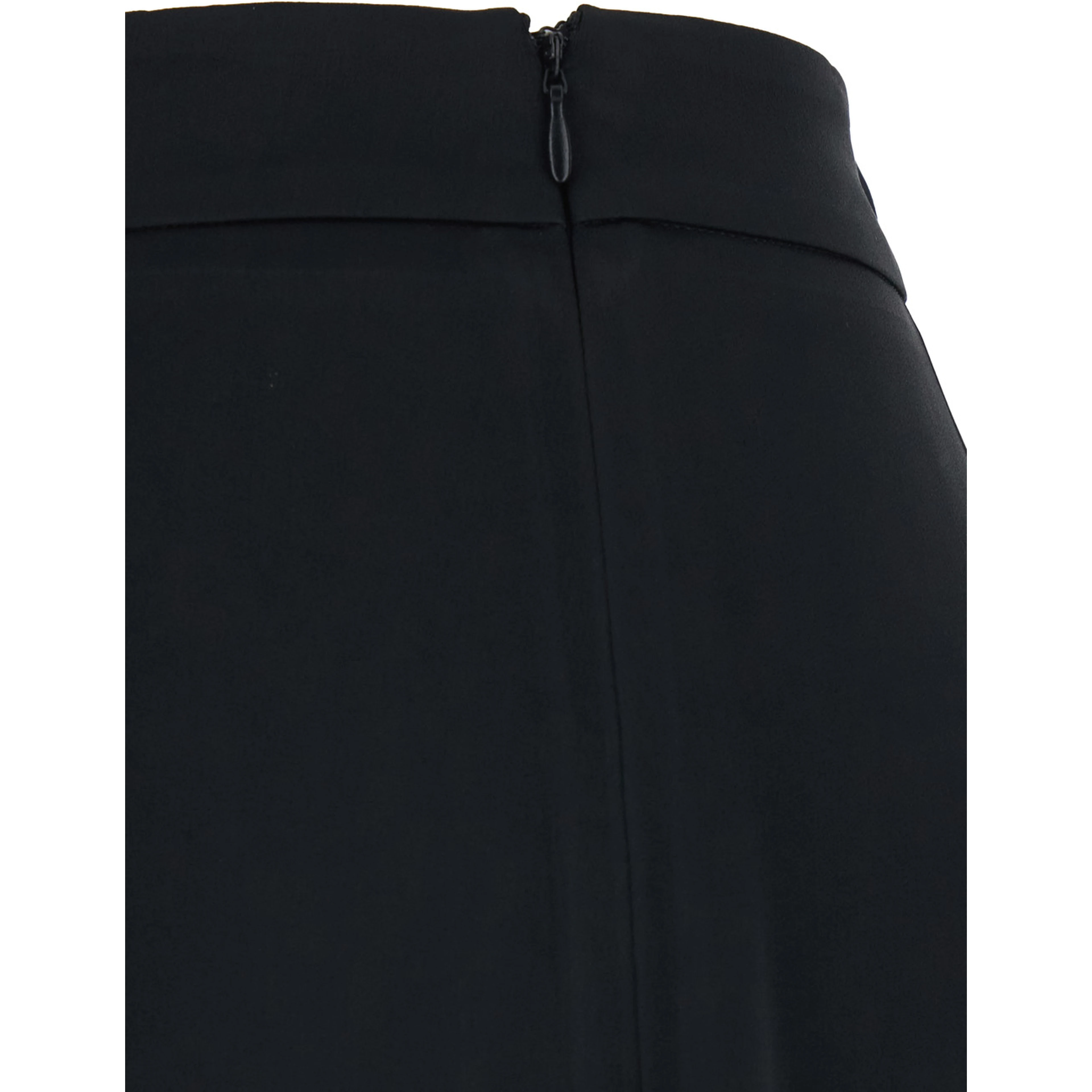 High-Waisted Pants with Zip Closure and Logo Plate on the Back