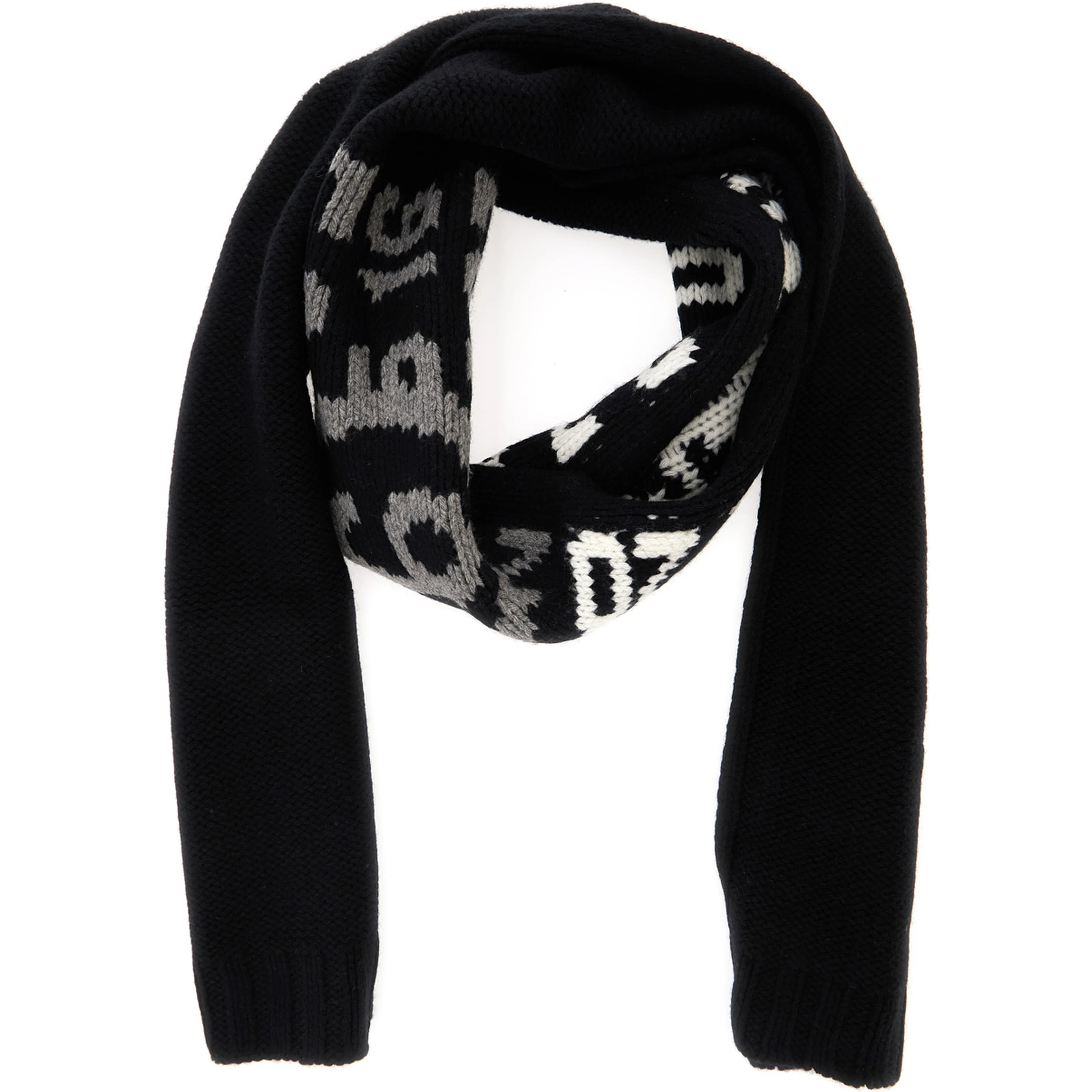 Unisex Scarf with Nylon Details in Black