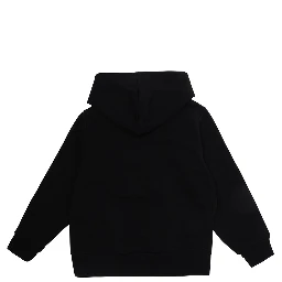 Black Hoodie with kangaroo pocket and logo lettering on the front in cotton Boy