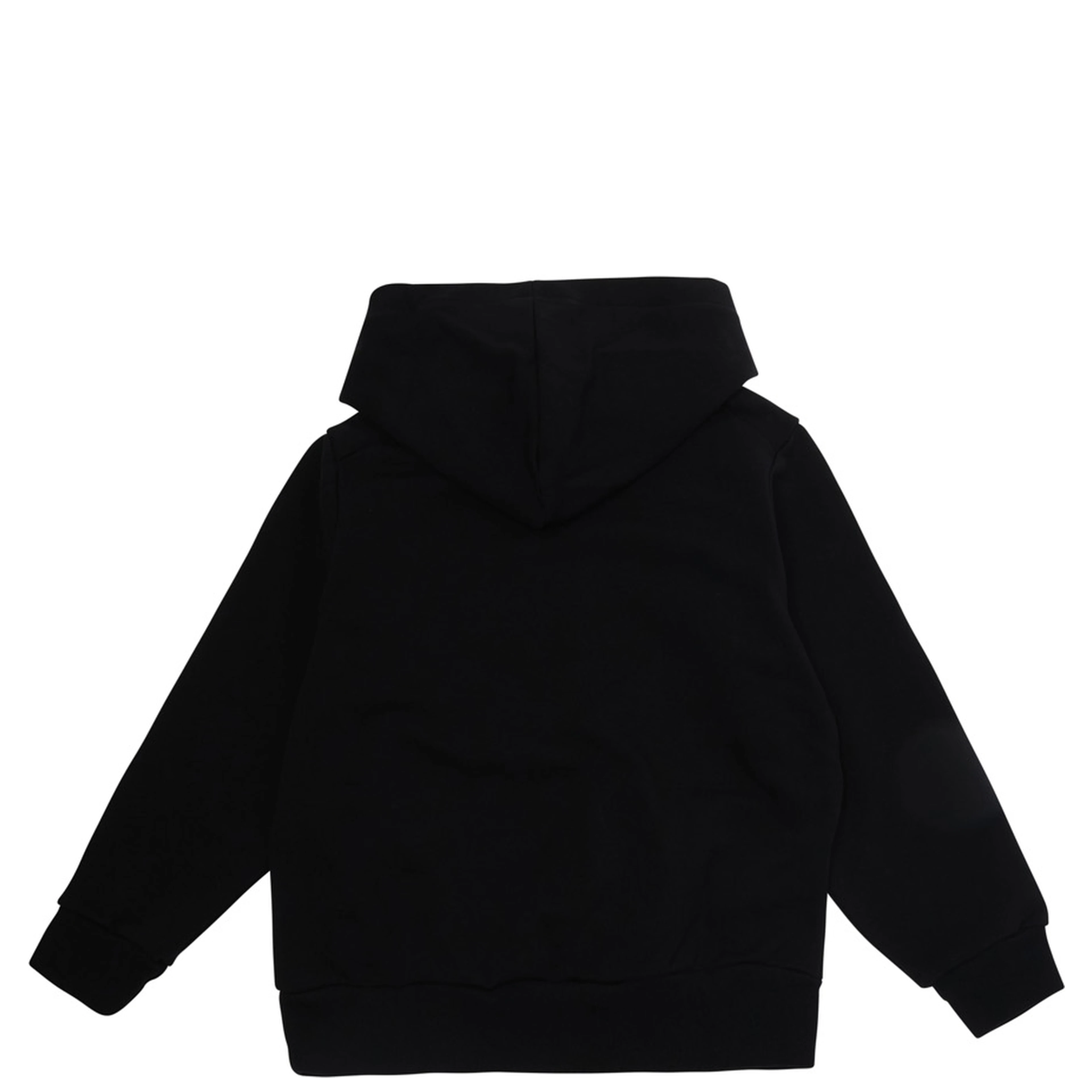 Black Hoodie with kangaroo pocket and logo lettering on the front in cotton Boy