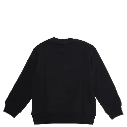 Black Crewneck Sweatshirt with Logo Lettering in Cotton Boy