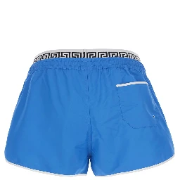 Light blue Swim shorts with logo band in Tech Fabric Men