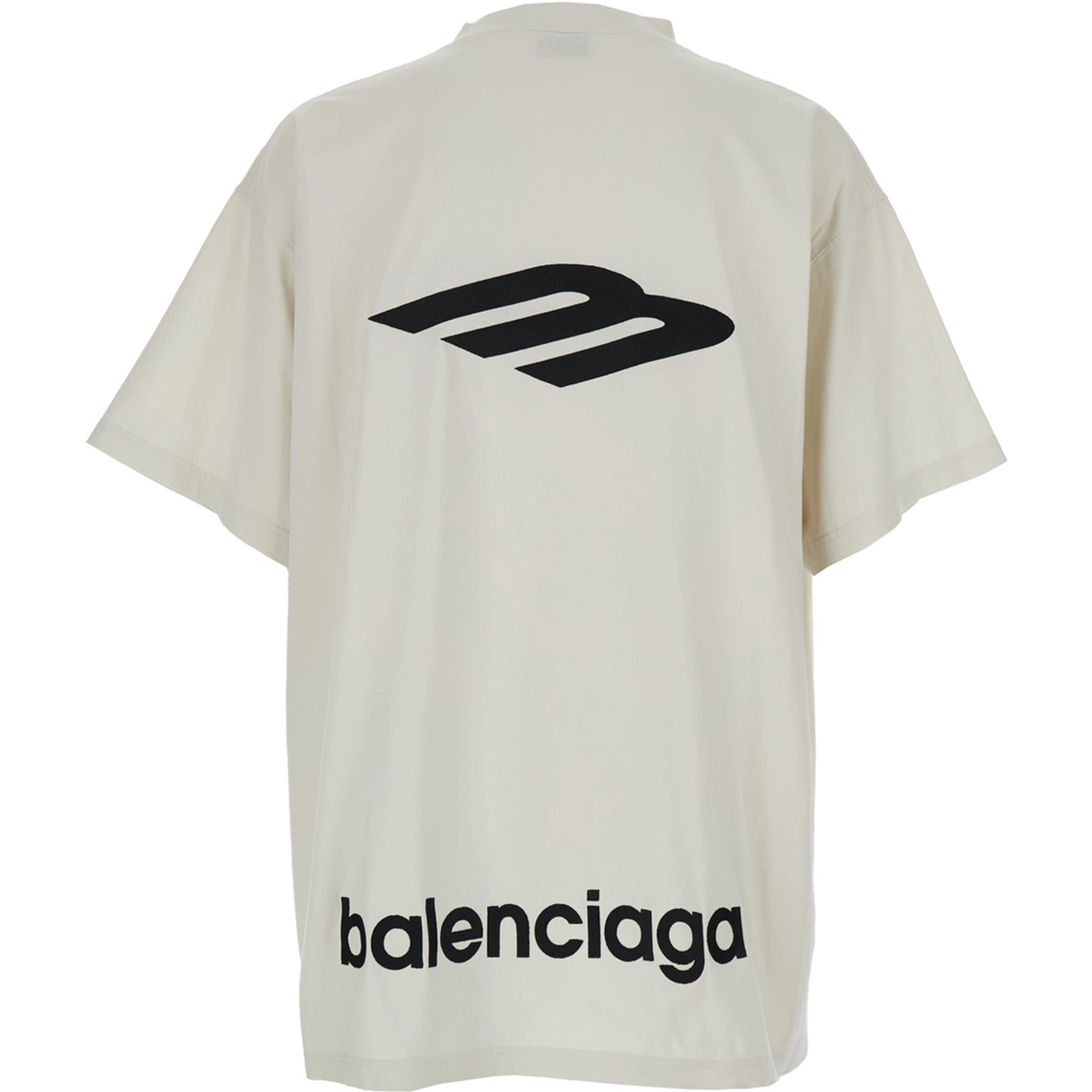 White Cotton T-shirt for Men with Front Logo and Maxi Logo on the Back